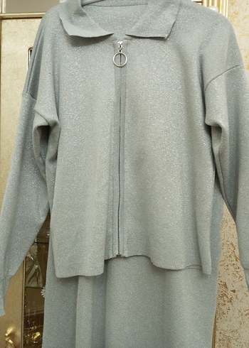 Gri Triko Kadın Takım Uzun Kollu - Görsel 2