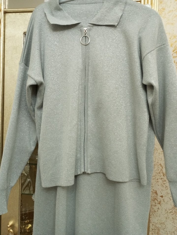 Gri Triko Kadın Takım Uzun Kollu - Görsel 2