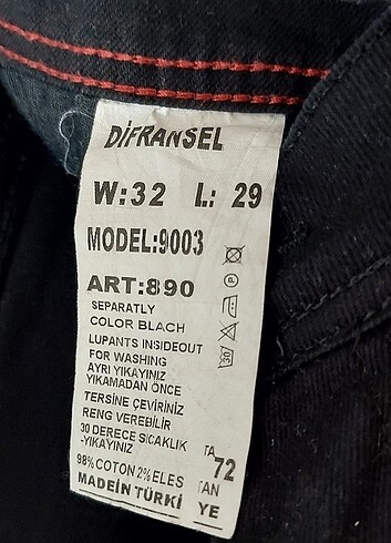 l Beden siyah Renk Erkek jean pantolon