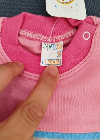 1 Yaş Beden Renkli Baskılı Triko Kız Bebek Takımı