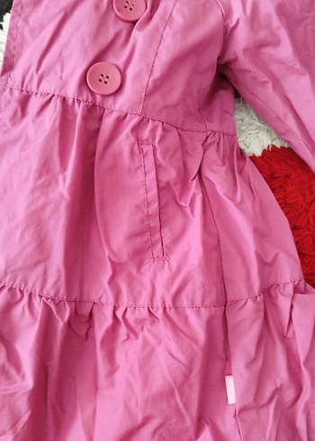 18-24 Ay Beden pembe Renk Düğmeli Pembe Kız Çocuk Mont