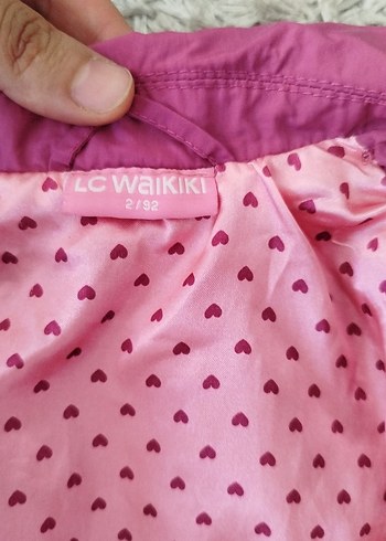 18-24 Ay Beden Düğmeli Pembe Kız Çocuk Mont