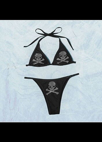 Grunge Gotik Kuru Kafalı Bikini Seti ik