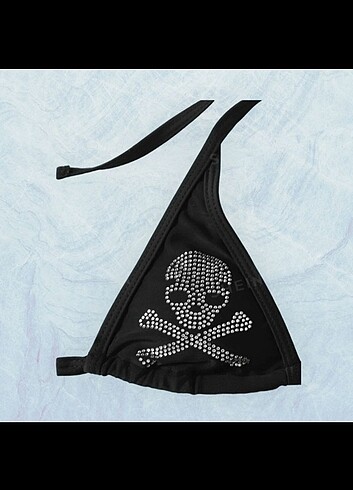 s Beden siyah Renk Grunge Gotik Kuru Kafalı Bikini Seti ik