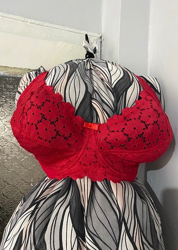 Kırmızı büyük beden Dantelli Sütyen - Görsel 5