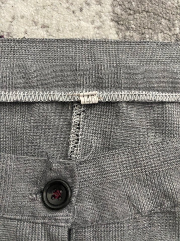 Düğmeli Gri Kadın Kumaş Pantolon - Görsel 4