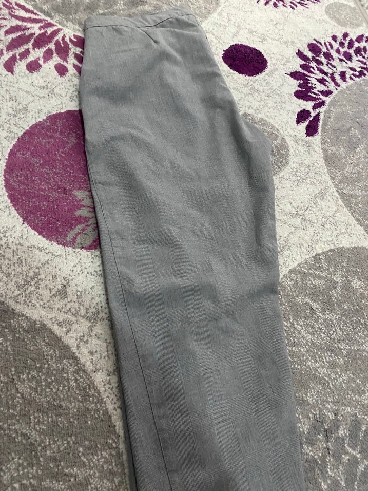 Düğmeli Gri Kadın Kumaş Pantolon - Görsel 5