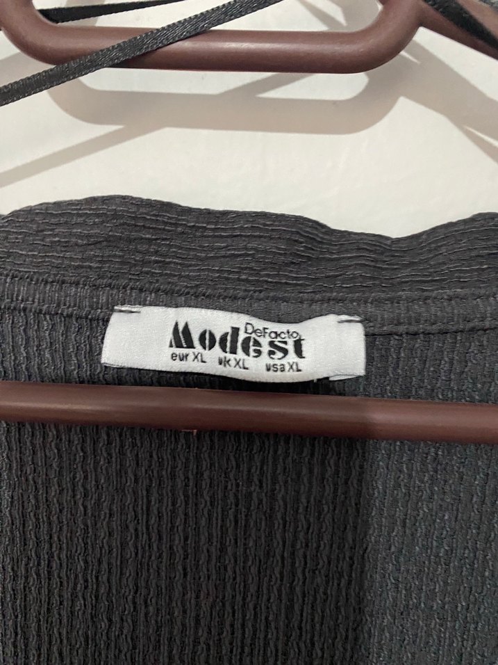 Gri Uzun Kollu Kadın Kimono - Görsel 4