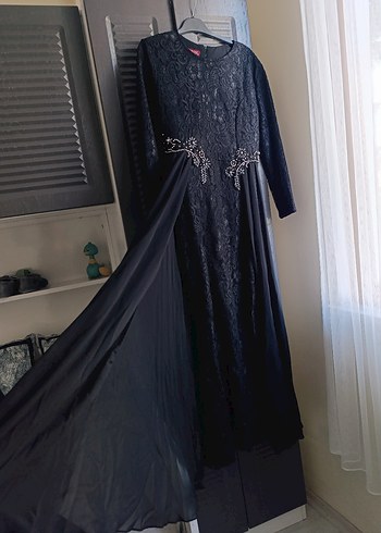 Siyah tül detaylı abiye - Görsel 2