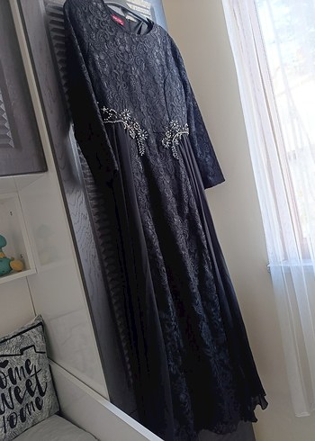 Siyah tül detaylı abiye - Görsel 4