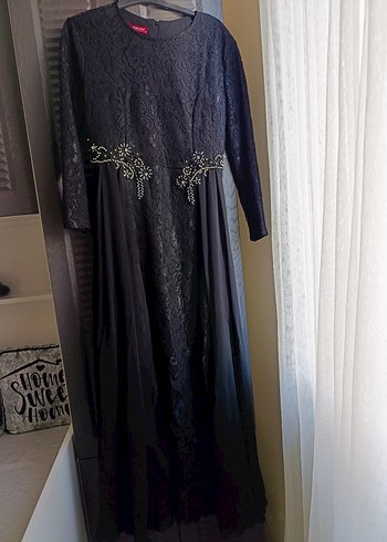 Siyah tül detaylı abiye - Görsel 5