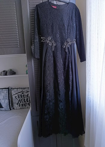 Siyah tül detaylı abiye - Görsel 6