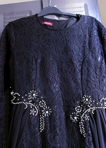 Siyah tül detaylı abiye - Görsel 7