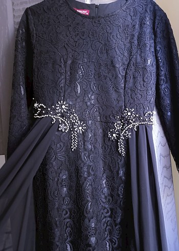 Siyah tül detaylı abiye - Görsel 3