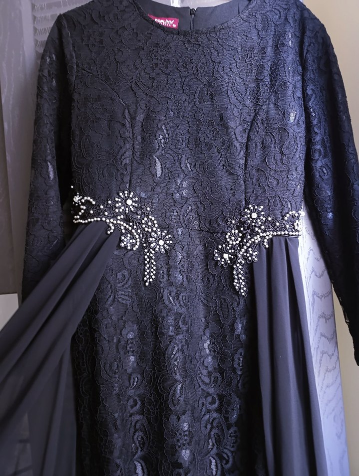 Siyah tül detaylı abiye - Görsel 3