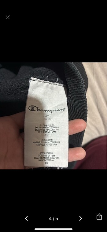 xs Beden siyah Renk champion sweat