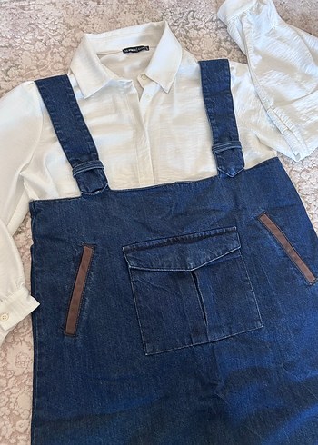 Kadın Kot Salopet Elbise - Görsel 2