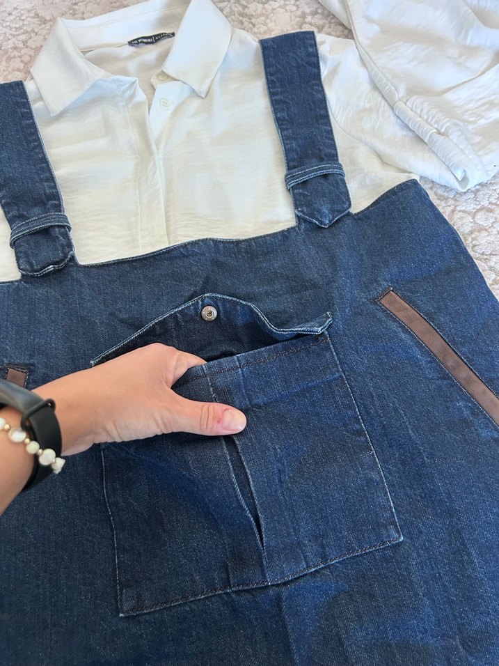 Kadın Kot Salopet Elbise - Görsel 4