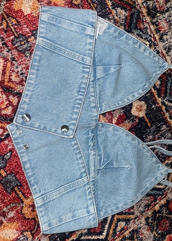 Kadın Kot Straplez Bel Detaylı Üst - Görsel 3