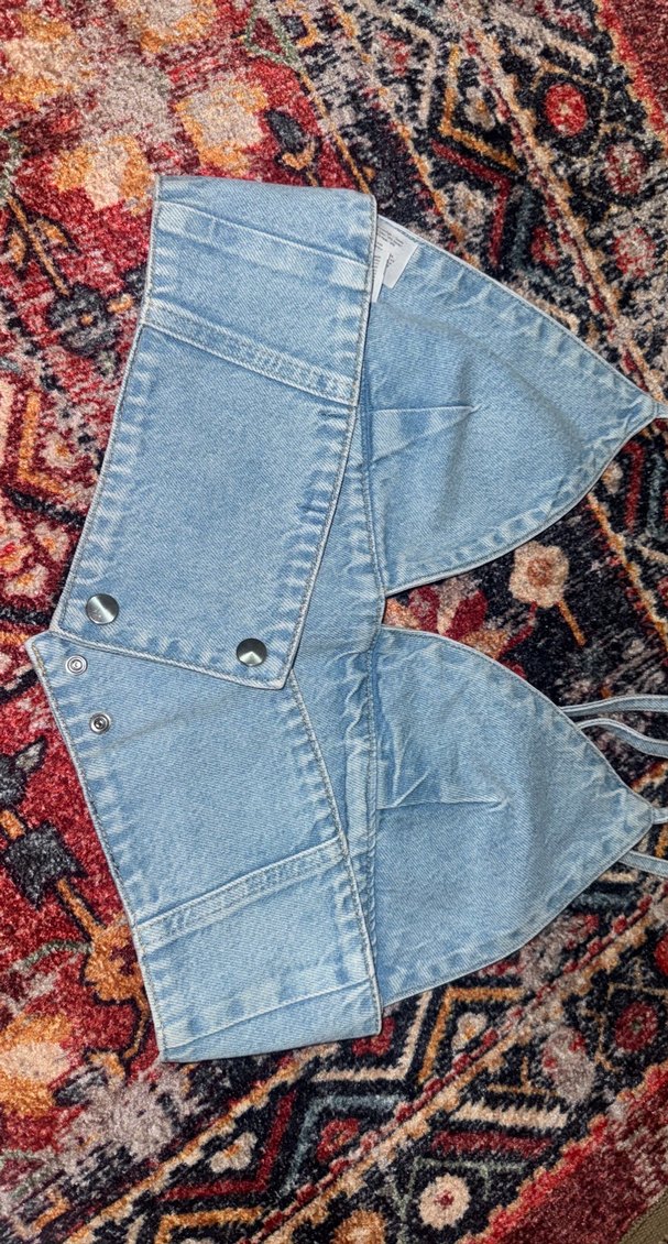 Kadın Kot Straplez Bel Detaylı Üst - Görsel 3