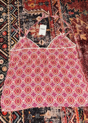 Dantelli Bohem Desenli V Yaka Bluz - Görsel 3