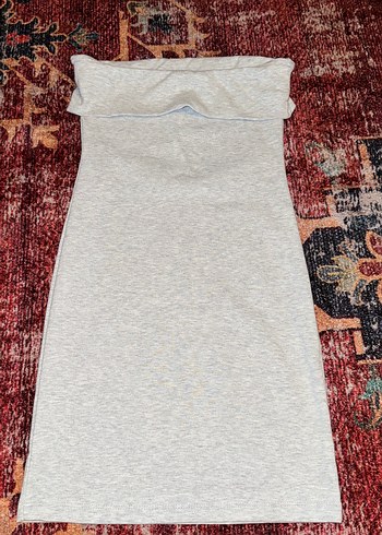 Gri Uzun Straplez Kadın Elbise - Görsel 3