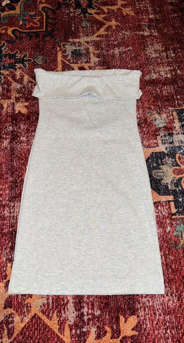 Gri Uzun Straplez Kadın Elbise - Görsel 3