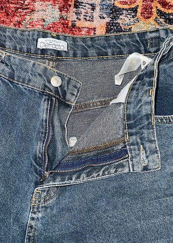 Bohem Mavi Geniş Kesim Kot Pantolon - Görsel 3