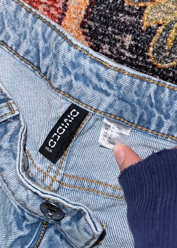 Bohem Gri Mavi Batik Desenli Kadın Kot Pantolon - Görsel 5