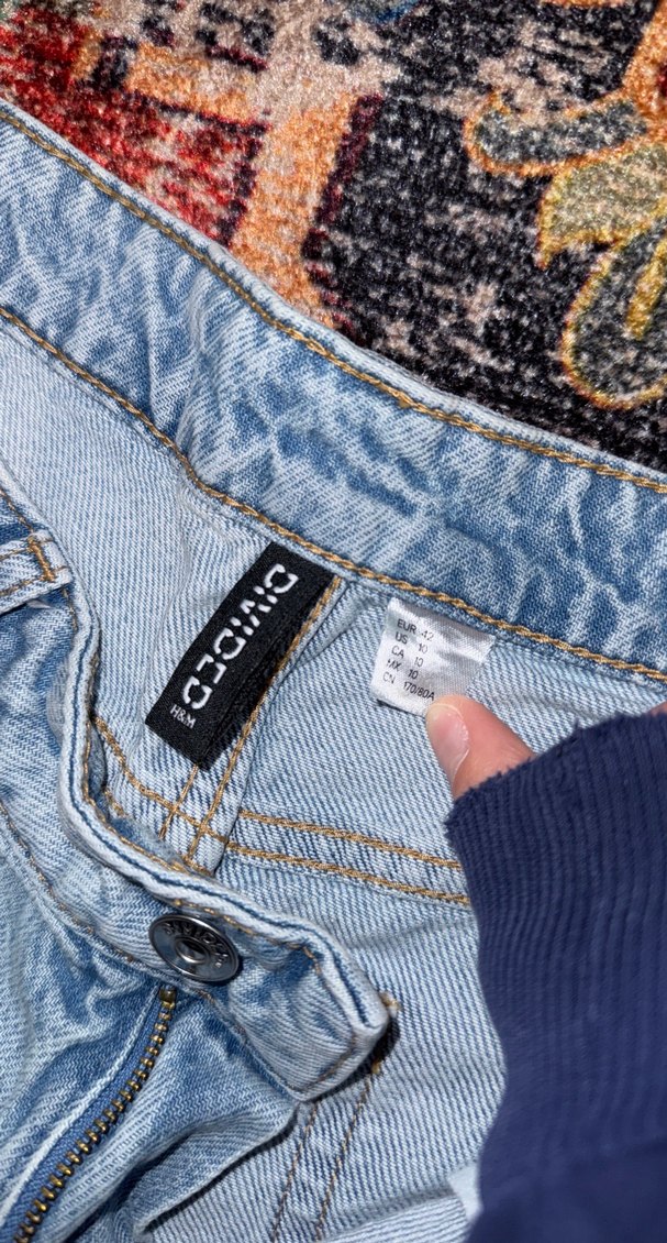 Bohem Gri Mavi Batik Desenli Kadın Kot Pantolon - Görsel 5