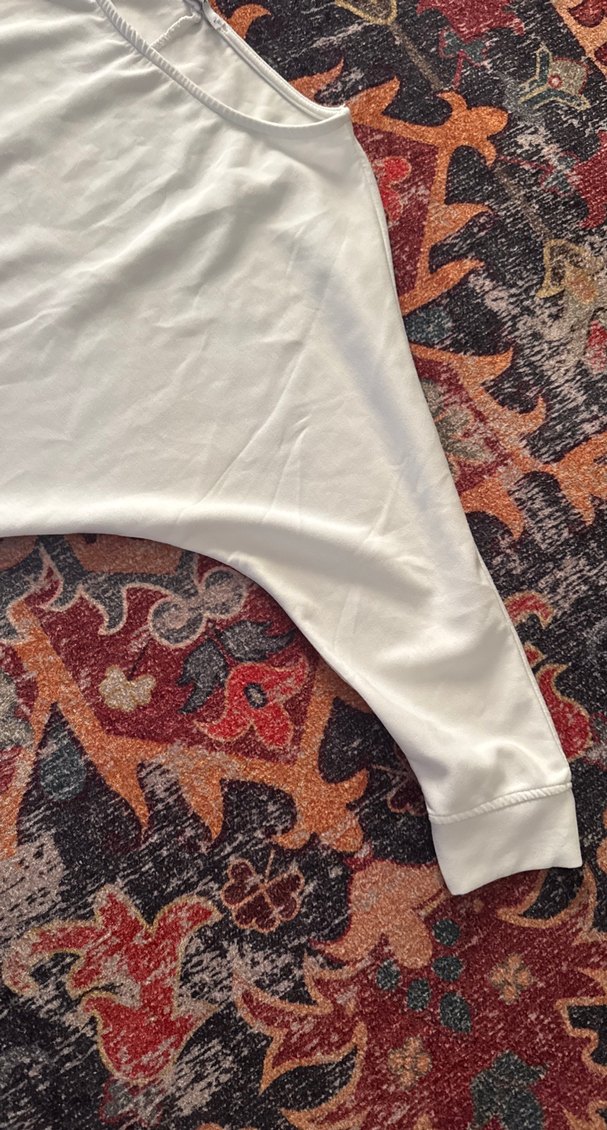 Kadın Beyaz Uzun Kollu Pamuklu Sweatshirt - Görsel 3