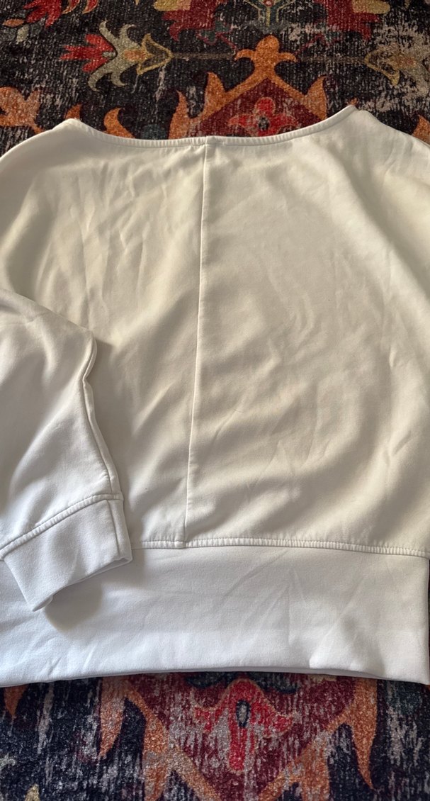 Kadın Beyaz Uzun Kollu Pamuklu Sweatshirt - Görsel 5