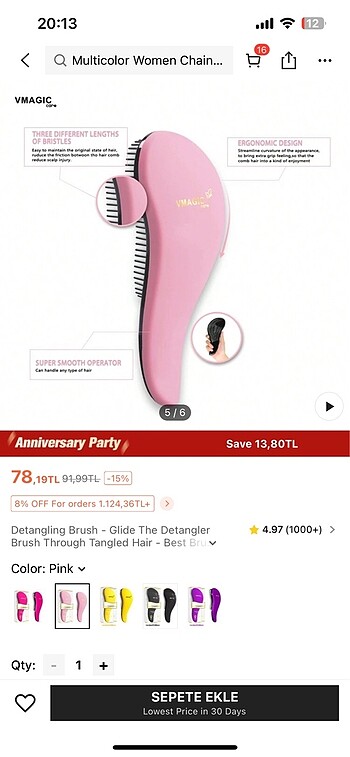 Beden Tangle Teezer Tarak