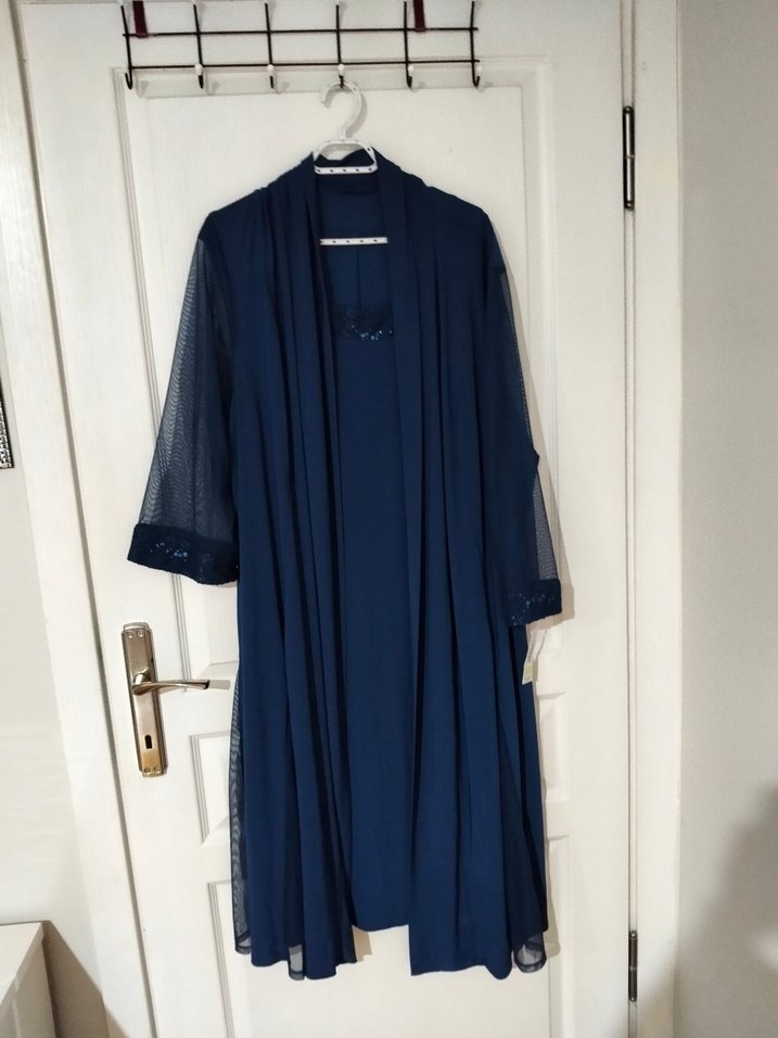 Lacivert Uzun Kollu Kadın Elbise - Görsel 2