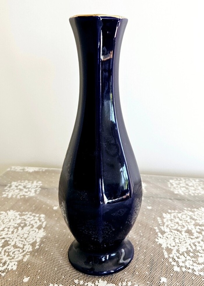 Vintage, Japonya üretimi, tavus kuşu desenli, şık, kobalt vazo.
 - Görsel 3