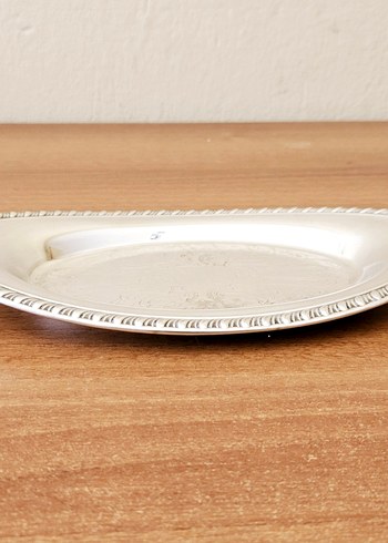 Gümüş kaplama, ETON etiketli, kayık, sunum, ekmek tabağı. - Görsel 2