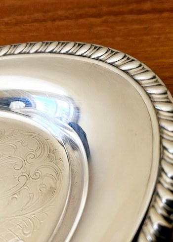 Gümüş kaplama, ETON etiketli, kayık, sunum, ekmek tabağı. - Görsel 3