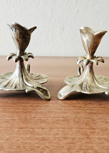 Antika, pirinç, çift şinanay mumluk. - Görsel 2