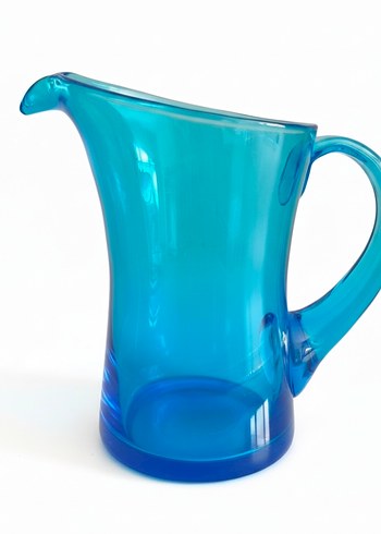 Vintage, turquaz renkli su takımı. 
Sürahi ve beş ad bardak. - Görsel 3