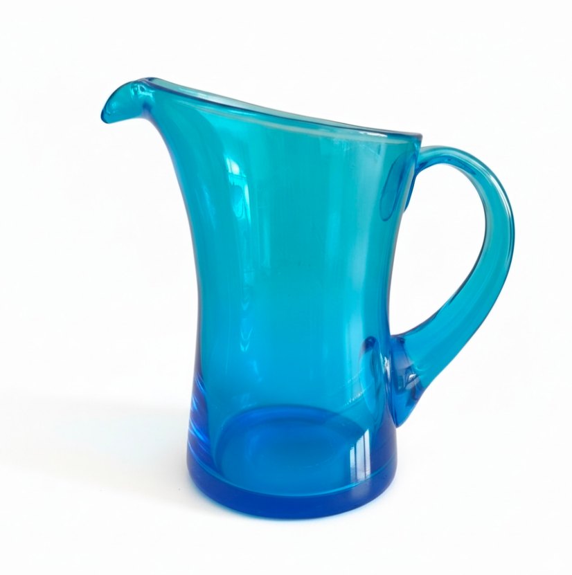 Vintage, turquaz renkli su takımı. 
Sürahi ve beş ad bardak. - Görsel 3