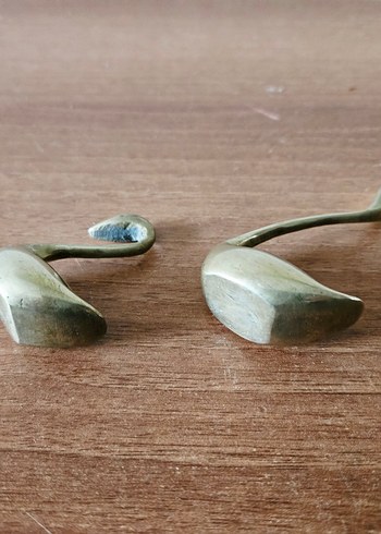 Vintage, minik, pirinç kuğular. Büyük kuğu 9 x 4 x 2.5 cm. - Görsel 5