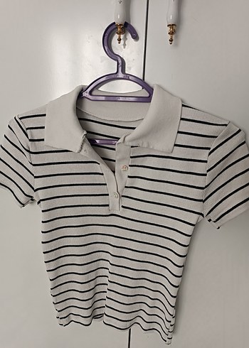 Gri Çizgili Polo T-shirt