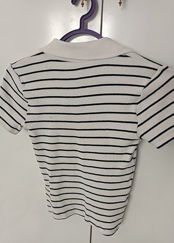 universal Beden Gri Çizgili Polo T-shirt