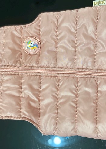 Kız Çocuk pembe Fermuarlı Yelek - Görsel 3