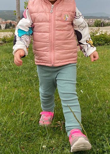 Kız Çocuk pembe Fermuarlı Yelek - Görsel 6