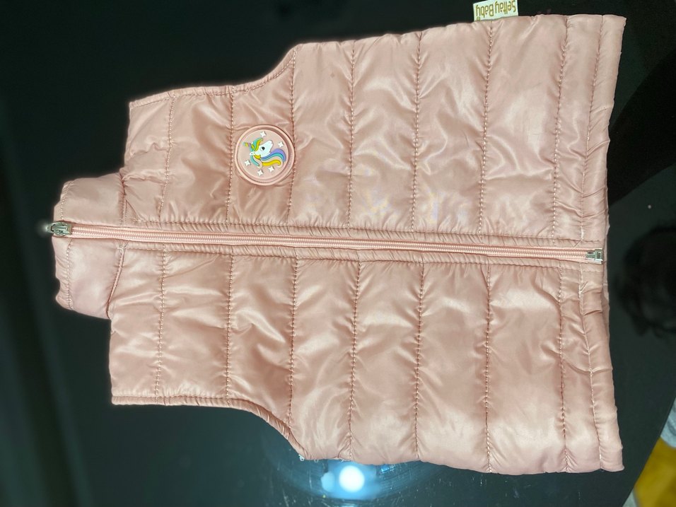 Kız Çocuk pembe Fermuarlı Yelek - Görsel 3