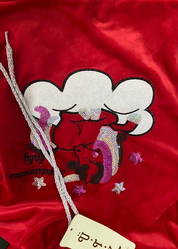 Kızlar için Kırmızı Kapüşonlu Kadife Eşofman Takımı - Görsel 2