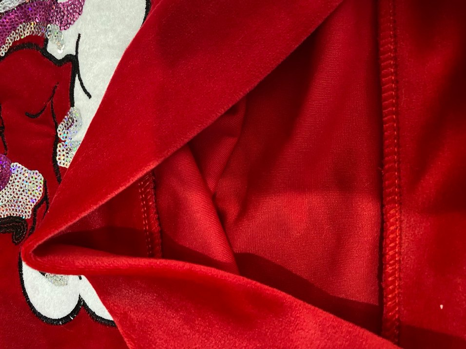 Kızlar için Kırmızı Kapüşonlu Kadife Eşofman Takımı - Görsel 4