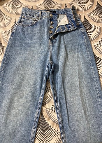 Sisley Yuksek Bel Acik Mavi Denim Jean