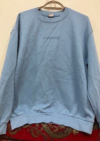 Zara Acik Mavi Rahat Bisiklet Yaka Sweatshirt